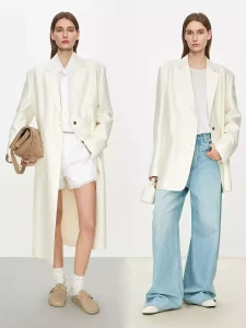 Quiet Luxury Relaxed H-Line Wool Blazer Women Office Tailored Suit Jacket