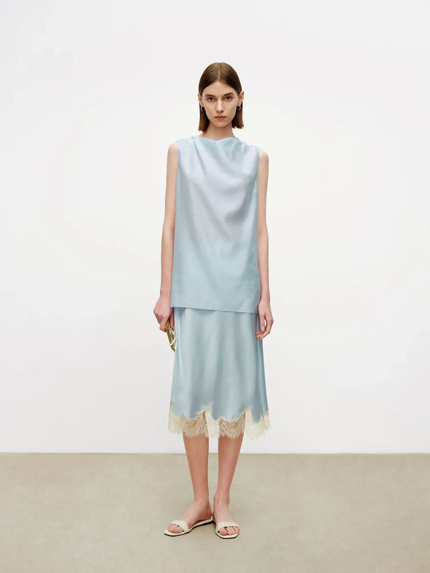 Sand-Washed Silk Midi Skirt