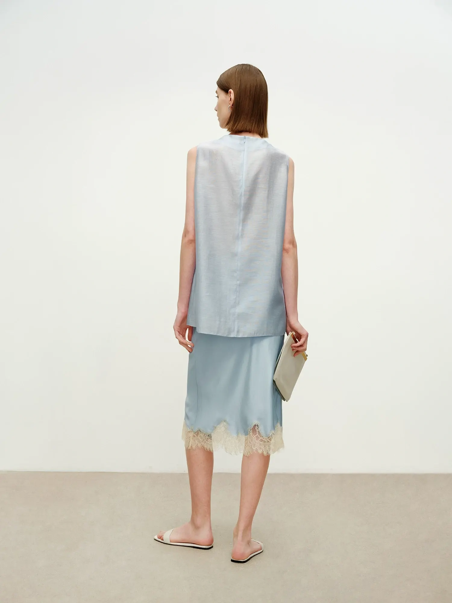 Sand-Washed Silk Midi Skirt