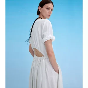 Women's Deconstructed Linen Cut-out Dress