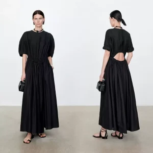 Women's Deconstructed Linen Cut-out Dress
