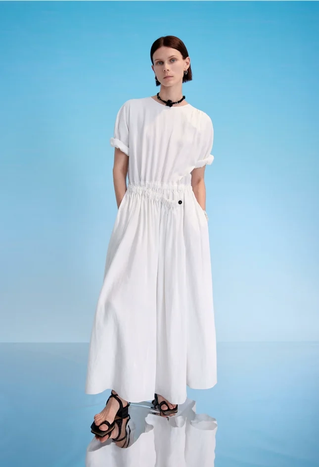 Women's Deconstructed Linen Cut-out Dress