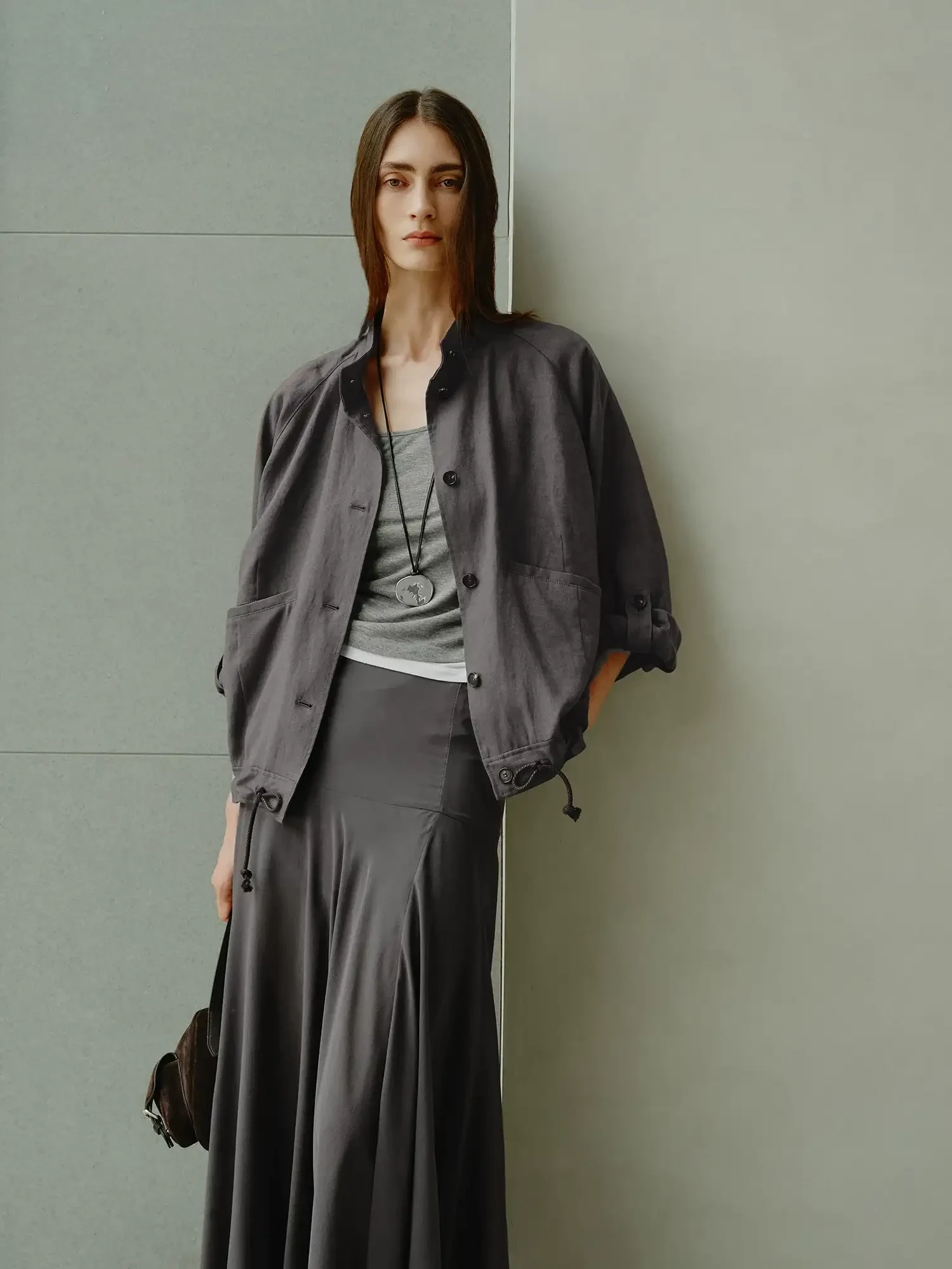 Women's Stand Collar Linen Jacket