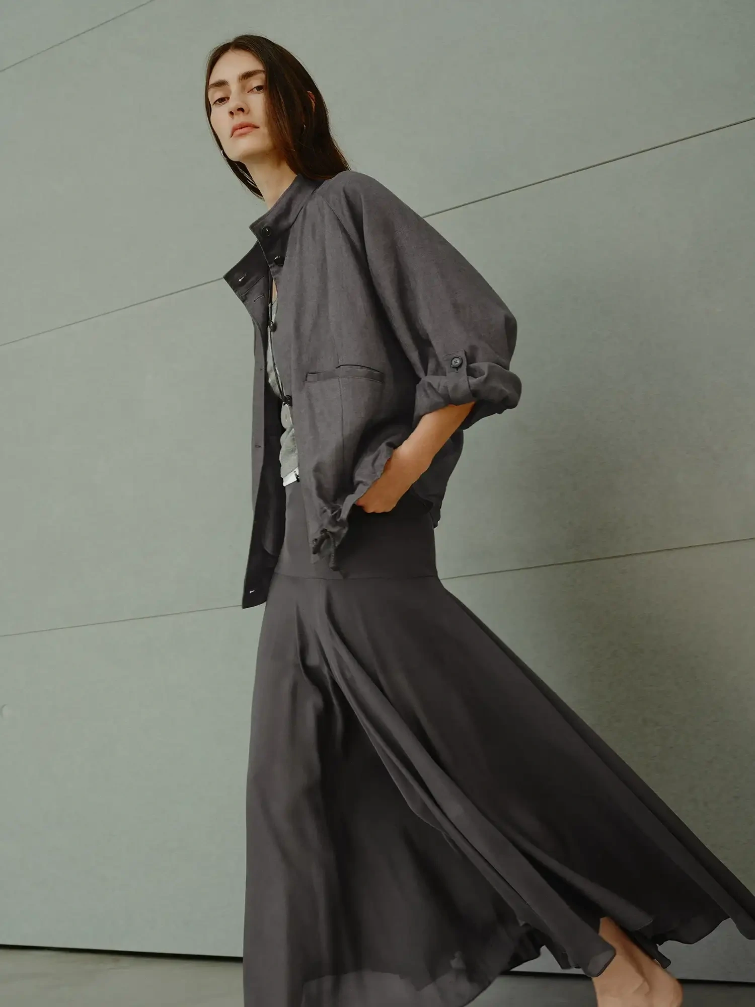 Women's Stand Collar Linen Jacket