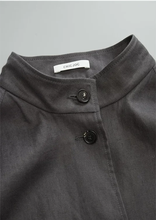 Women's Stand Collar Linen Jacket