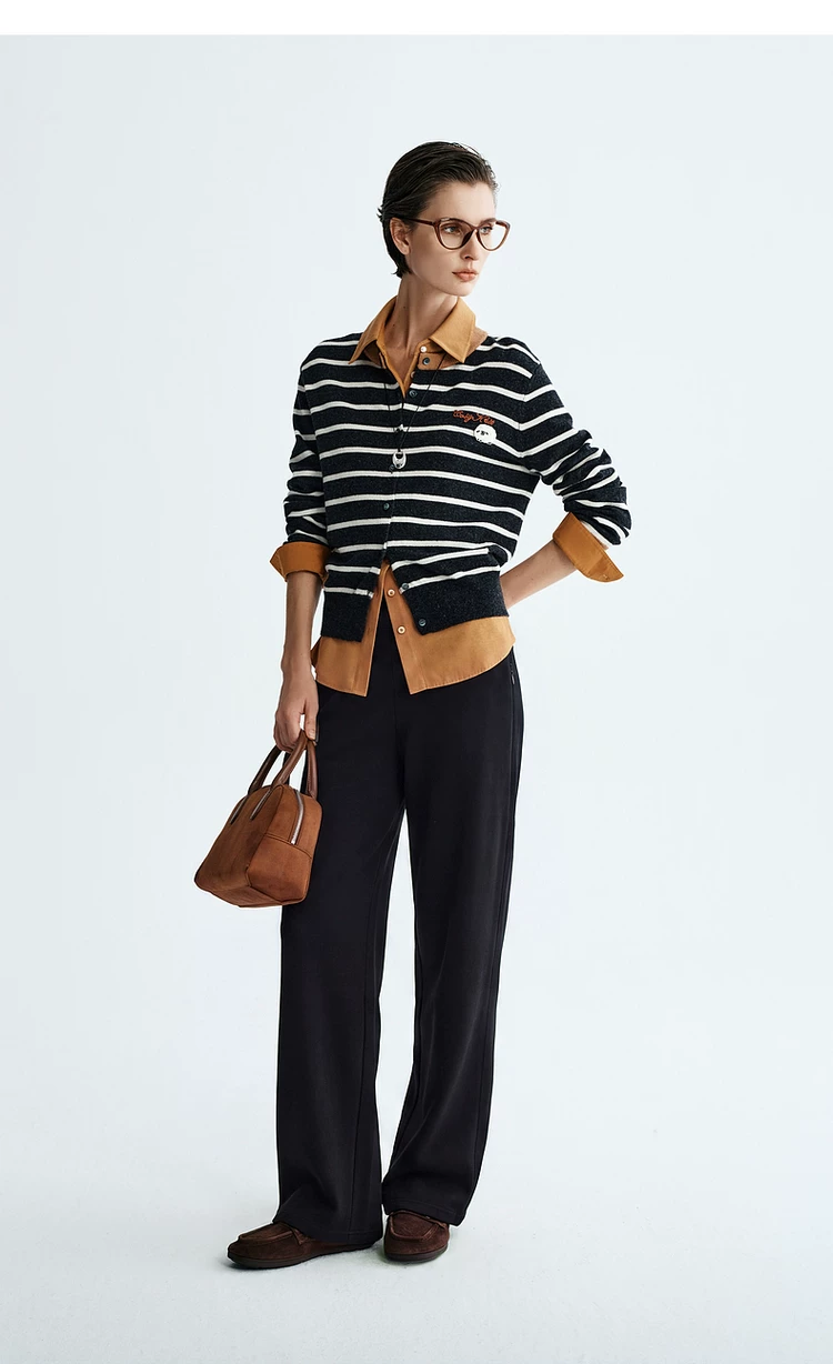 Women Invisible Zipper Letter Waist Wide Leg Trousers