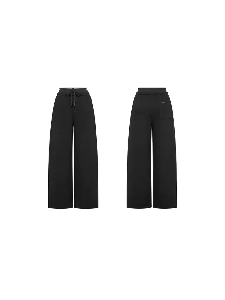 Women Invisible Zipper Letter Waist Wide Leg Trousers