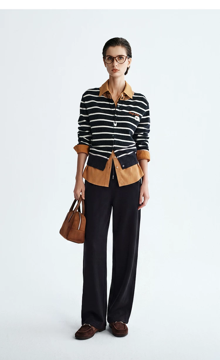 Women Invisible Zipper Letter Waist Wide Leg Trousers