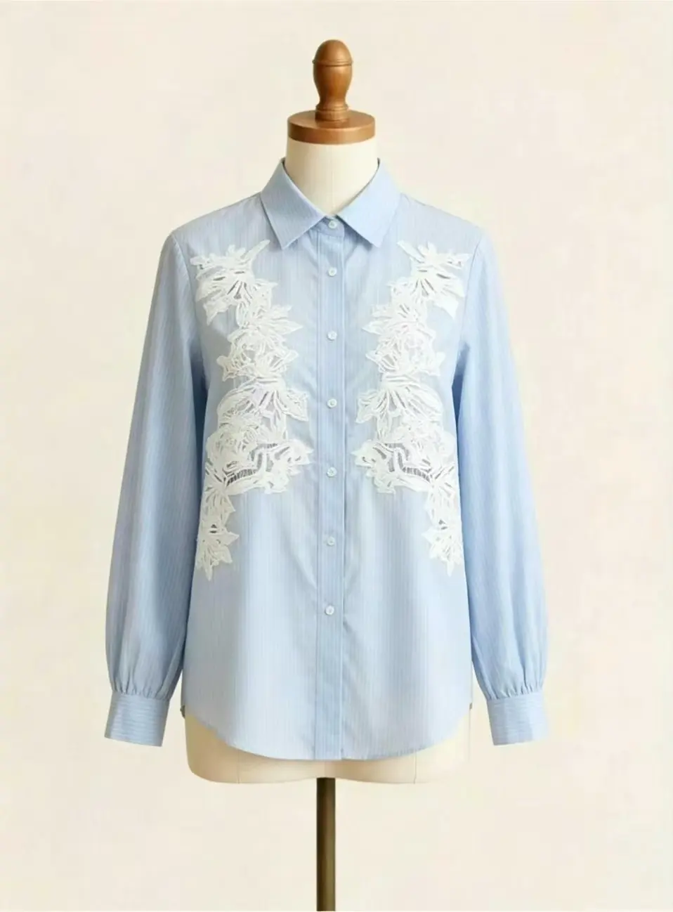 Women's 100% Linen Shirt With Lace Floral Splicing