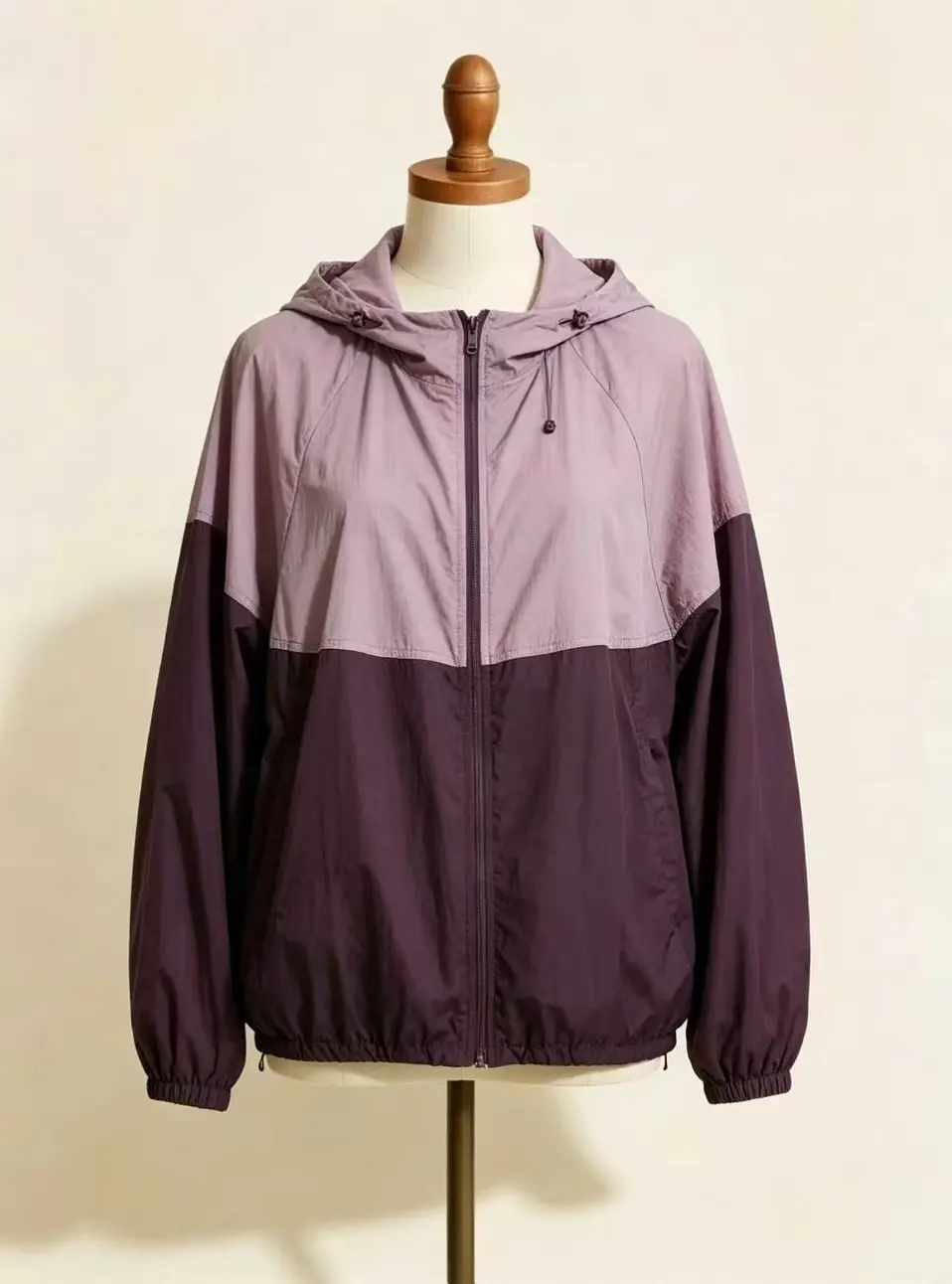Women's Color Block Hooded Zip Up Casual Jacket