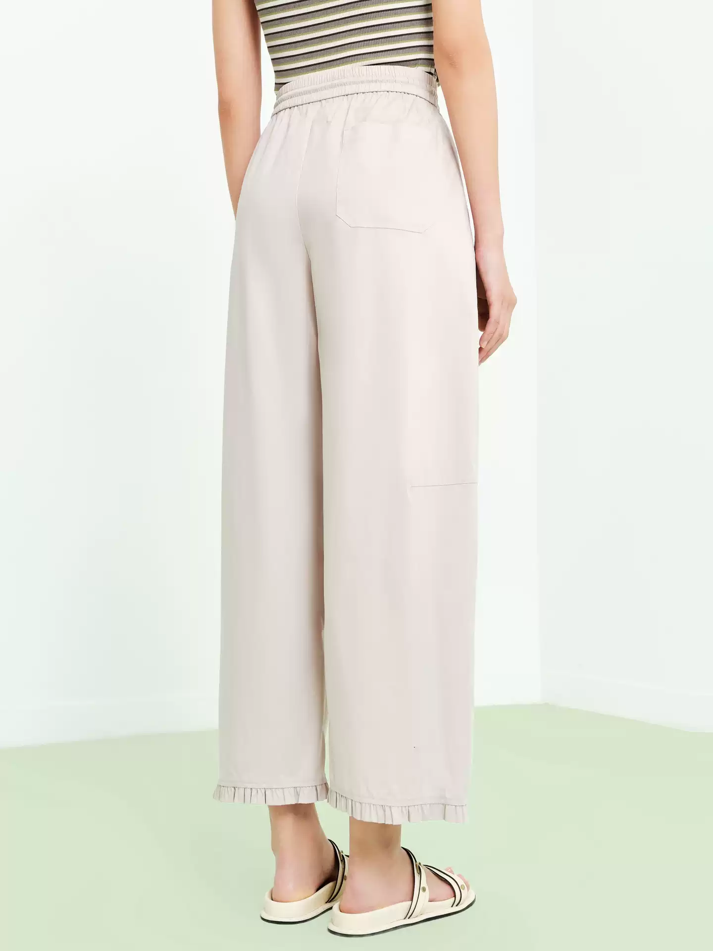 Women's Cotton blend Wide Leg Cropped Pants