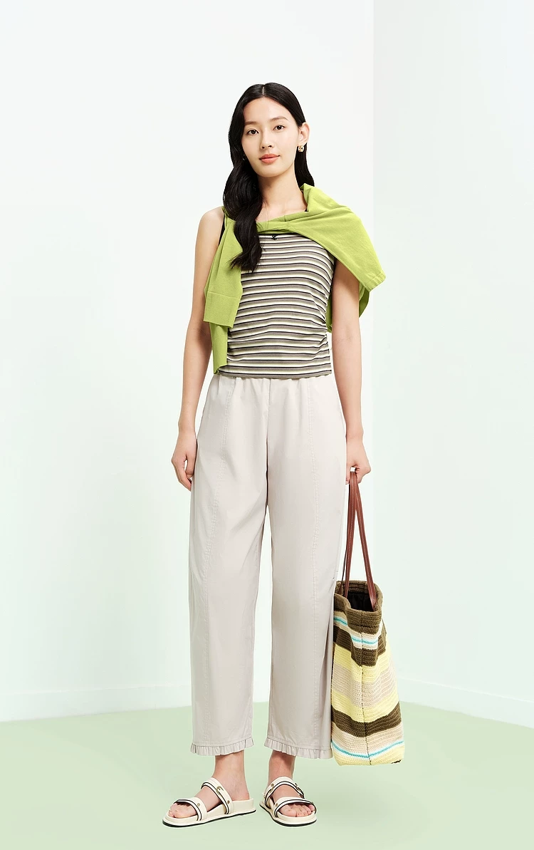 Women's Cotton blend Wide Leg Cropped Pants
