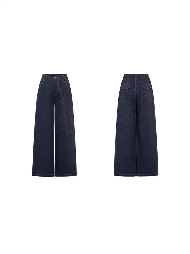 Women's Denim Inspired Workwear Straight Leg Casual Pants