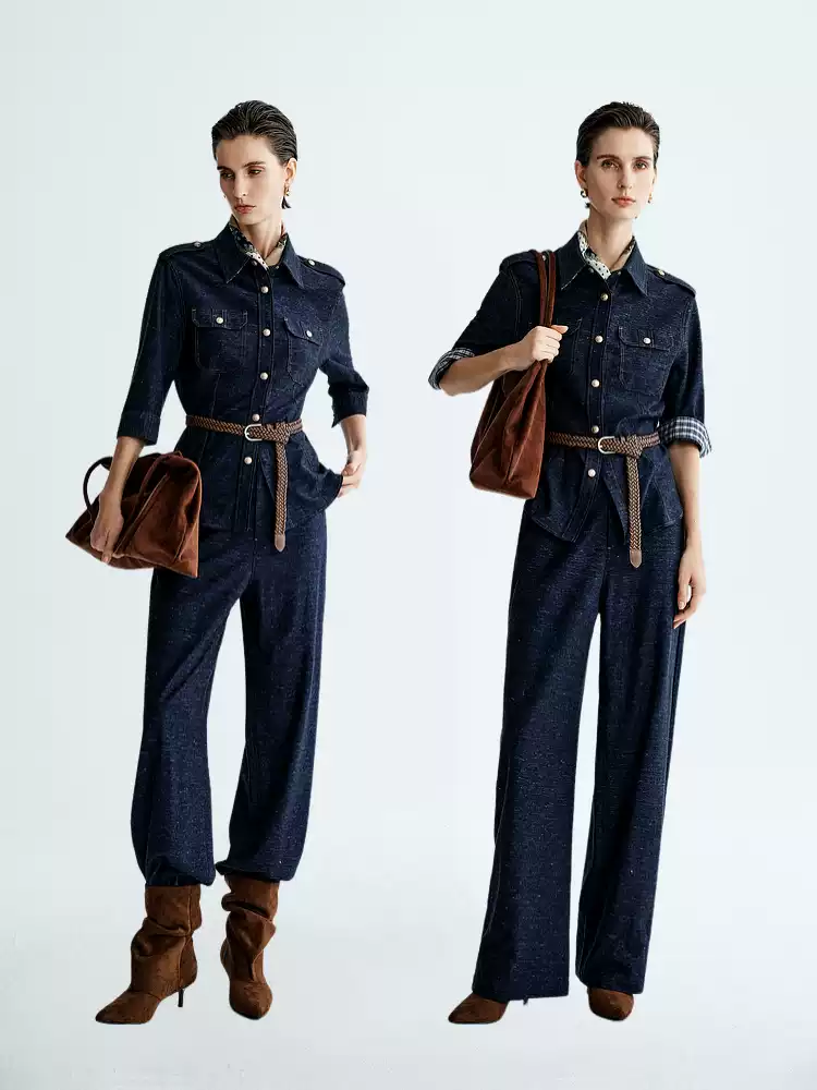 Women's Denim Inspired Workwear Straight Leg Casual Pants