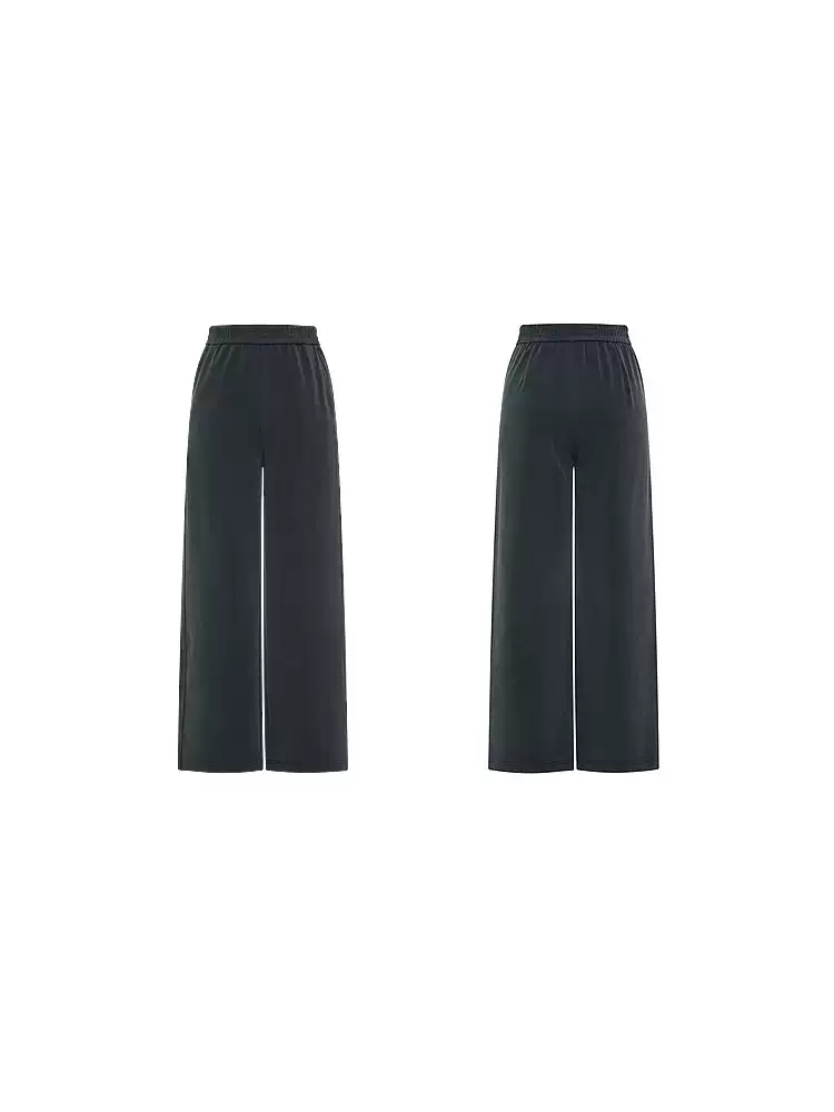 Women's Elastic Waist Straight Leg Casual Trousers