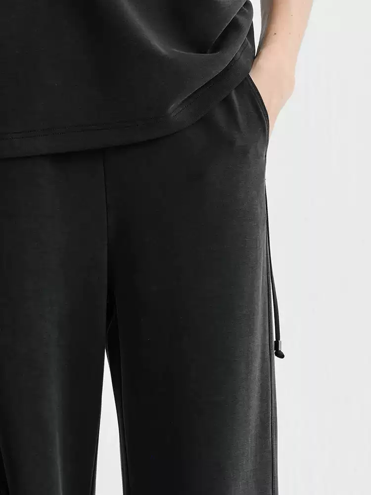 Women's Elastic Waist Straight Leg Casual Trousers