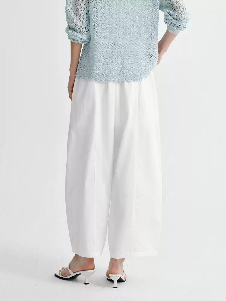 Women's Elastic Waist Wide Leg Casual Trousers
