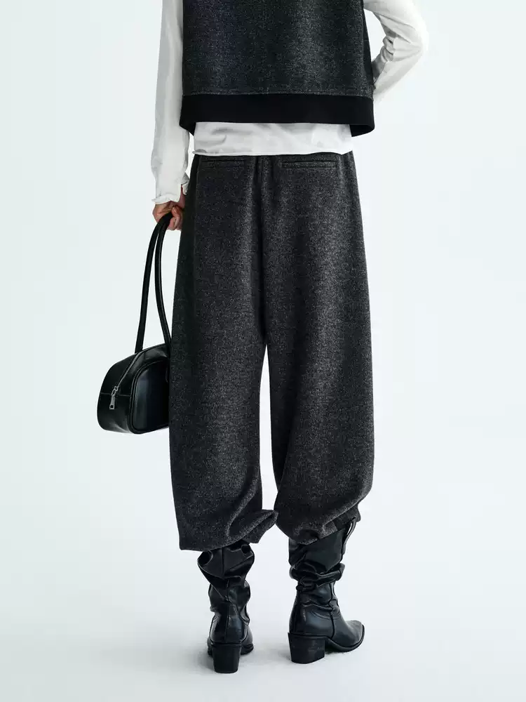 Women's High Waist 3D Curved Arc Wide Leg Casual Trousers