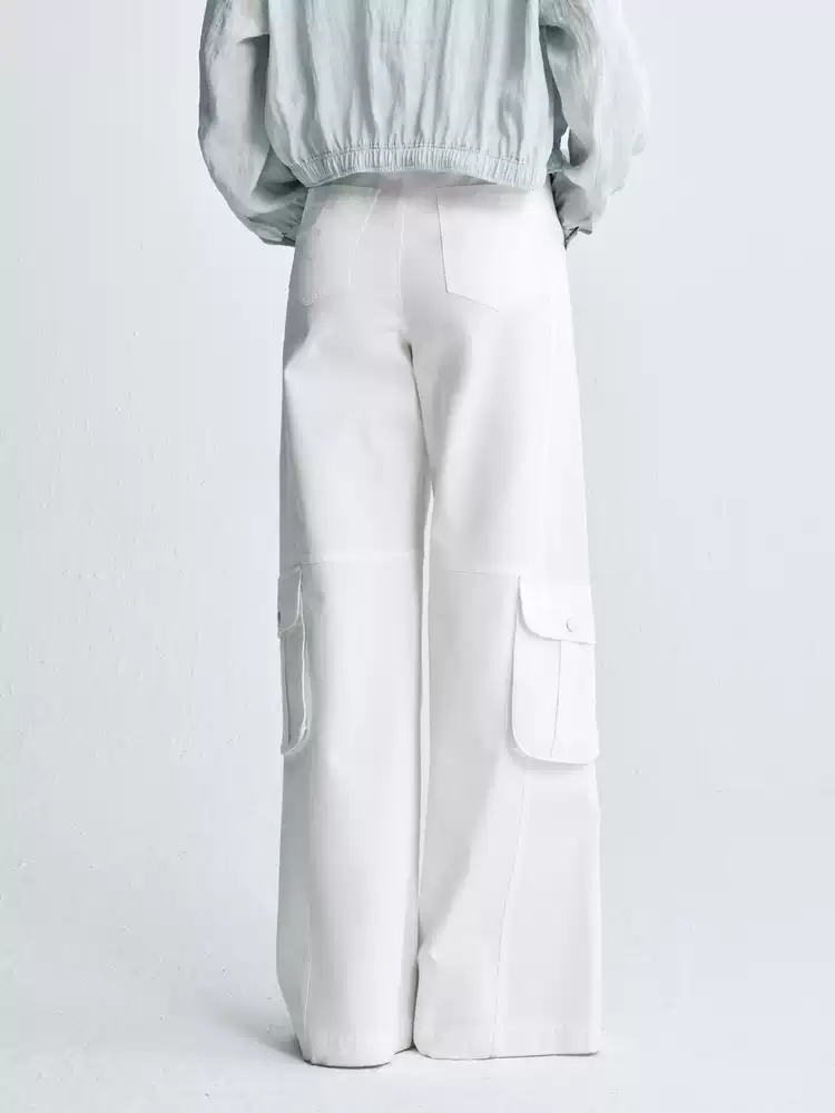 Women's High Waist Cargo Wide Leg Trousers