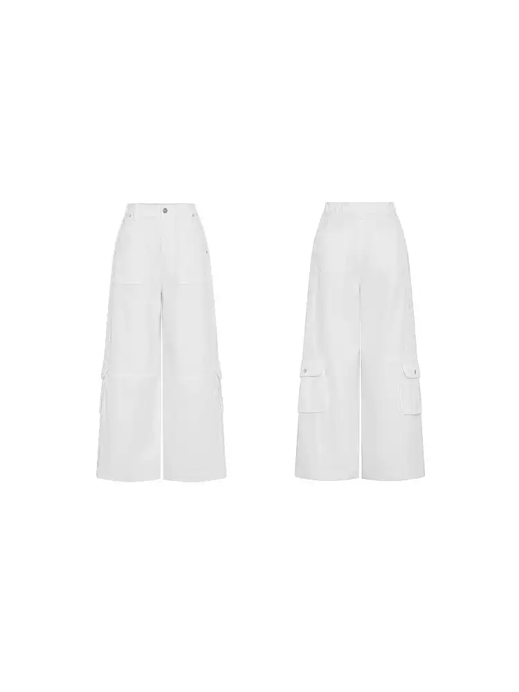 Women's High Waist Cargo Wide Leg Trousers