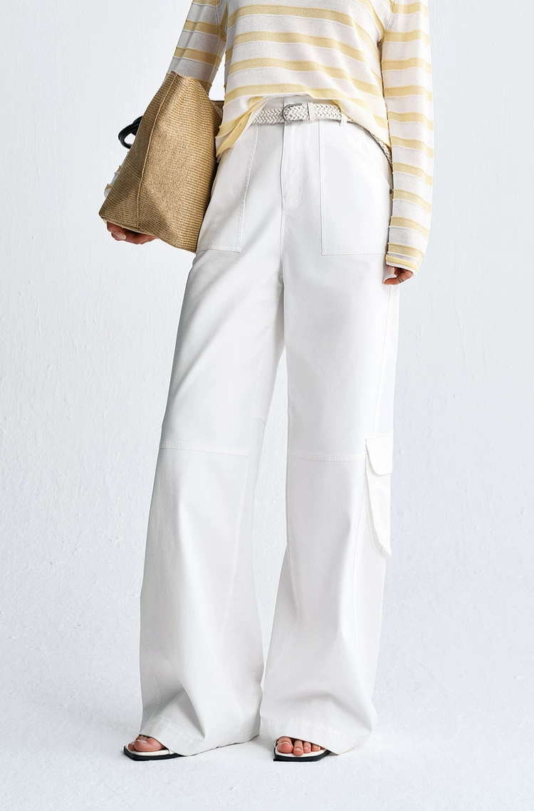 Women's High Waist Cargo Wide Leg Trousers