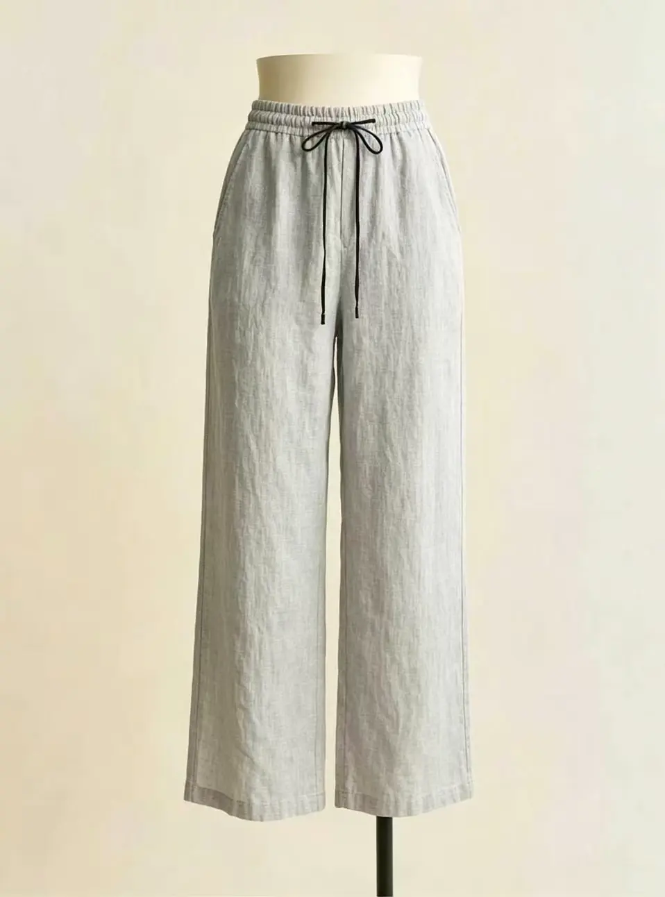 Women's High Waist Linen Tapered Casual Trousers