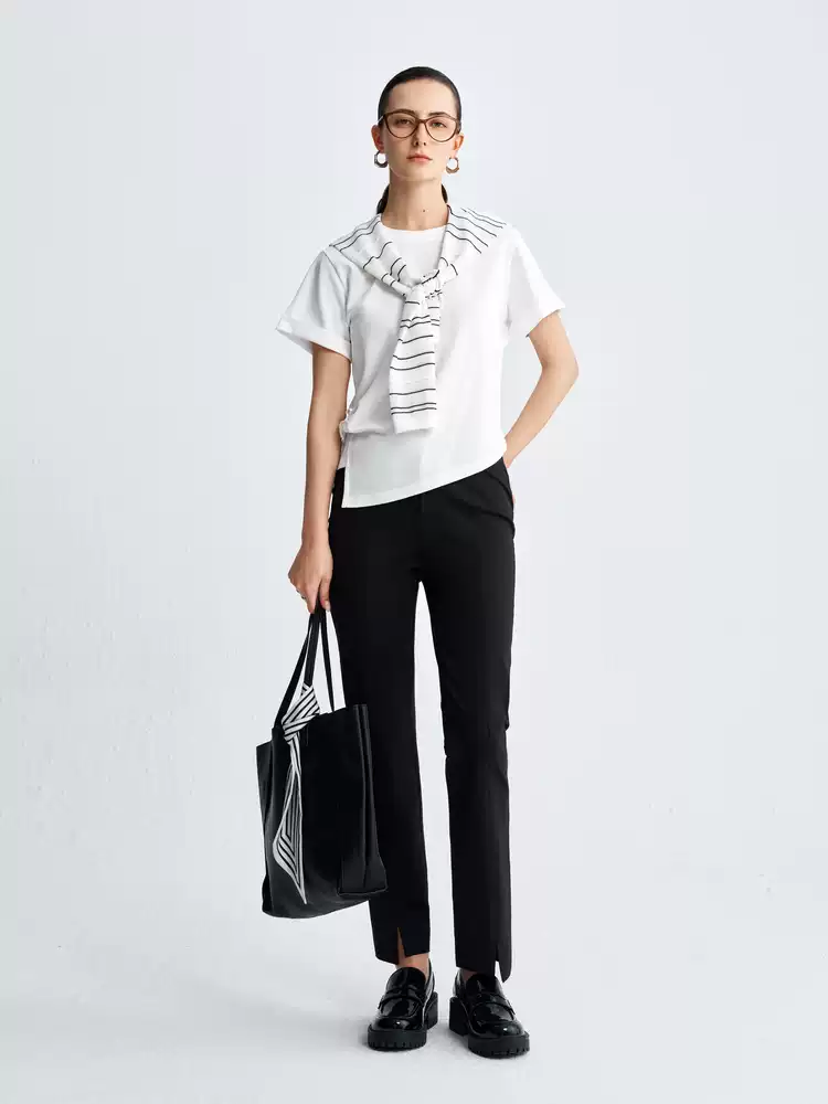 Women's High Waist Split Hem Tapered Casual Trousers