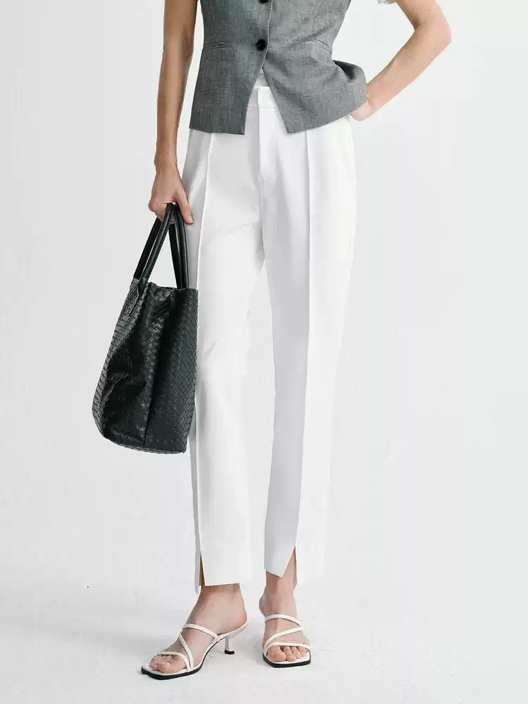 Women's High Waist Split Hem Tapered Casual Trousers