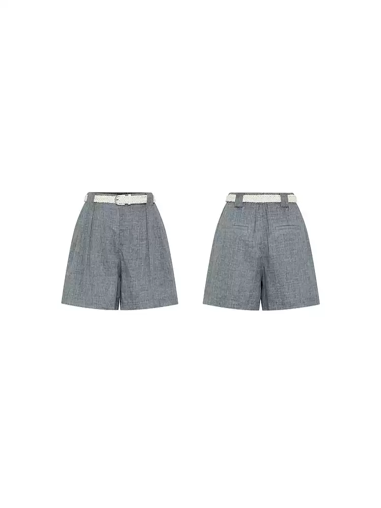 Women's High Waist Stripe Linen Wide Leg Shorts