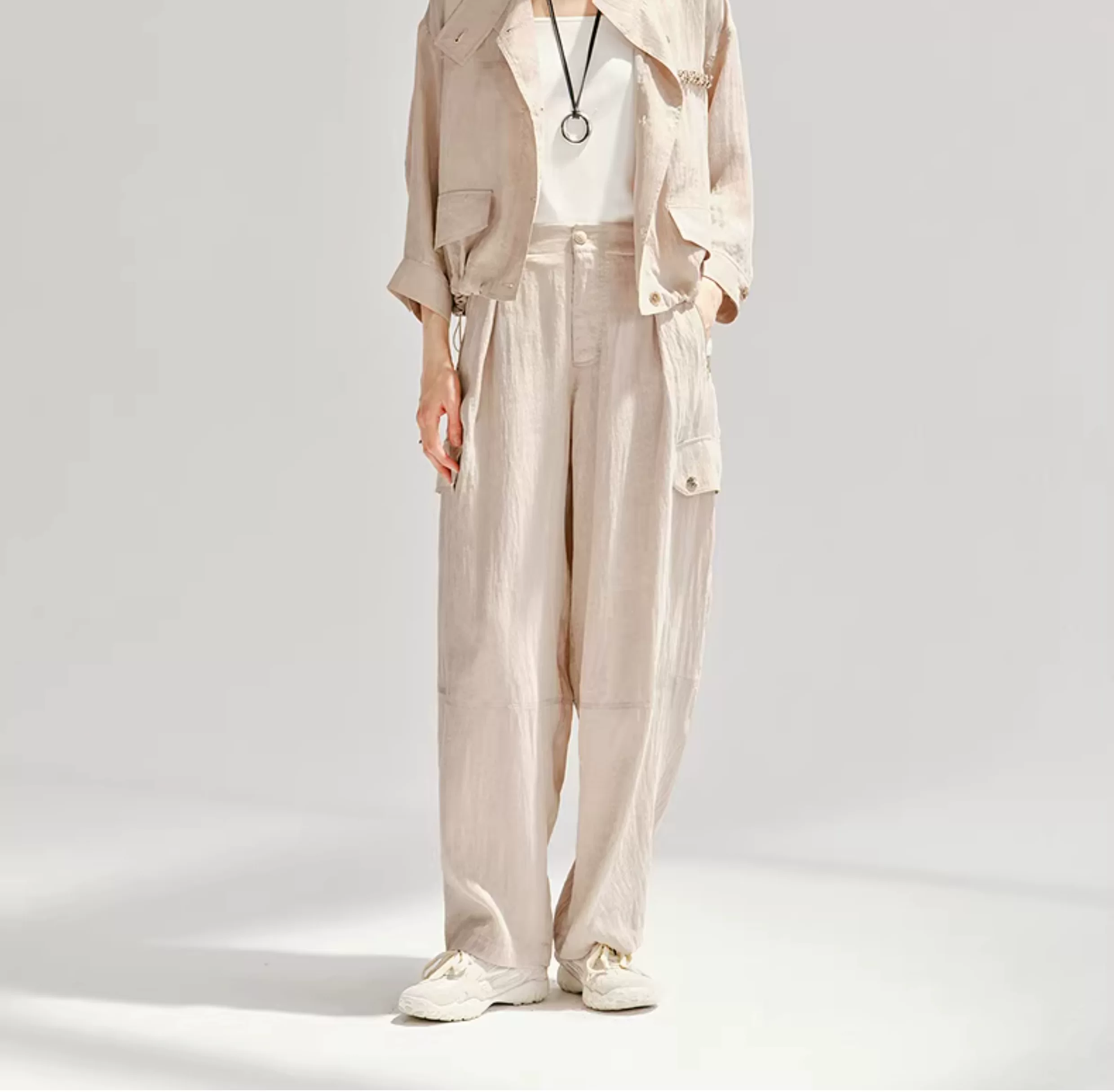 Women's High Waist Wide Leg Cargo Banana Pants