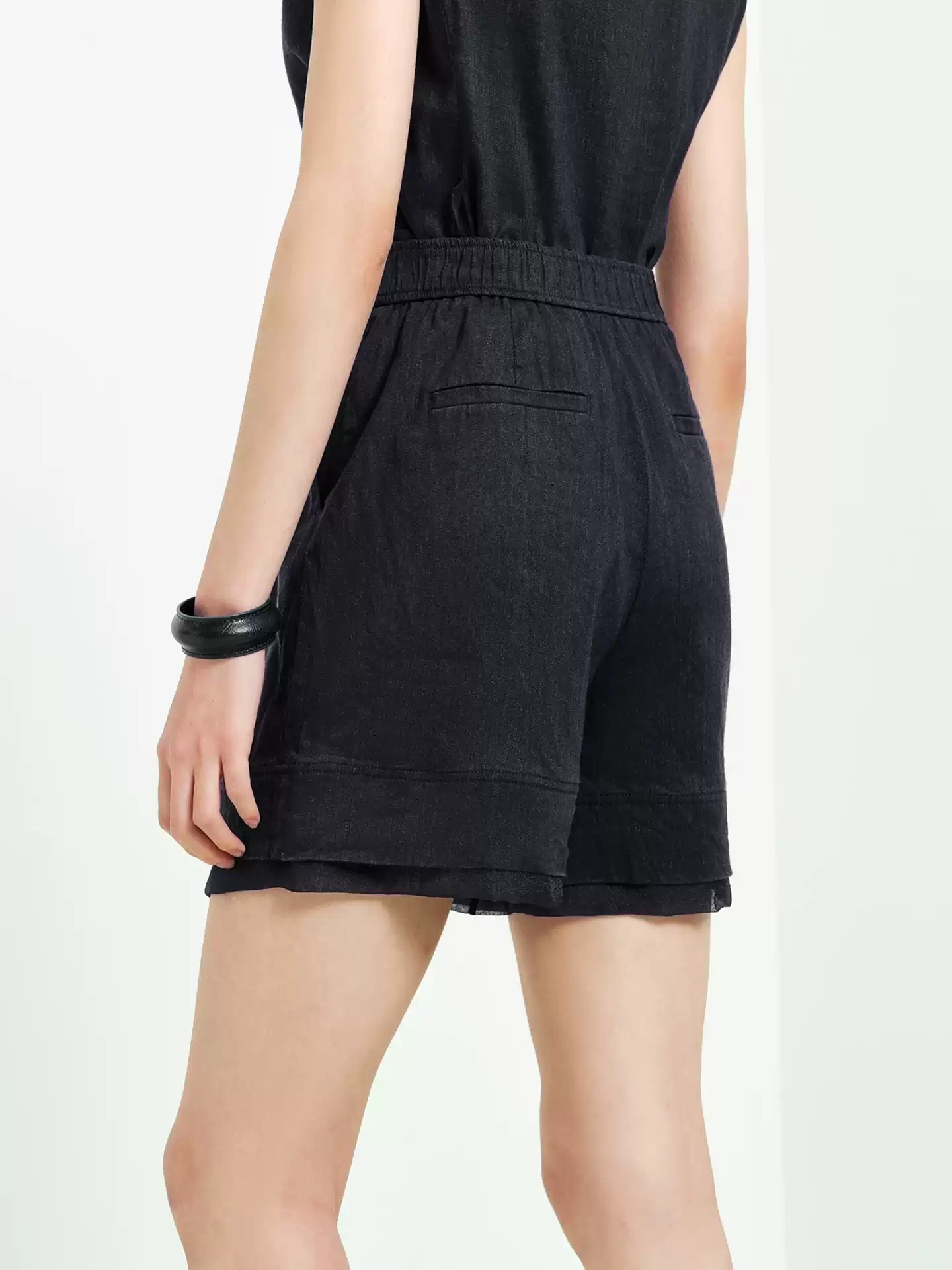Women's High waisted Linen blend A line Shorts