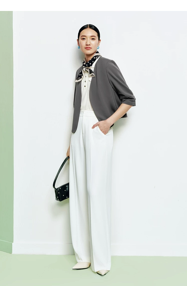 Women's Lace Spliced High Waist Wide Leg Trousers