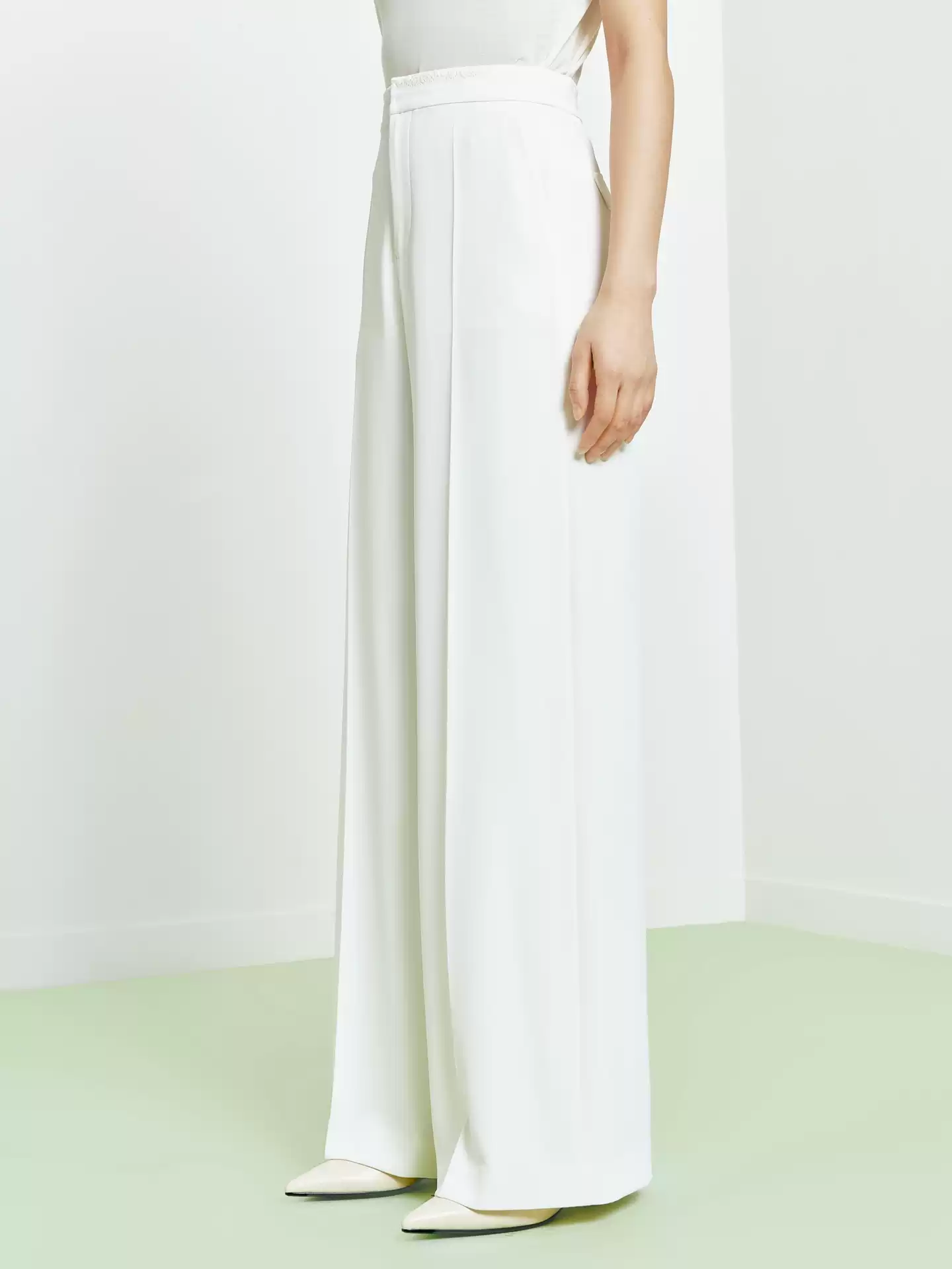 Women's Lace Spliced High Waist Wide Leg Trousers