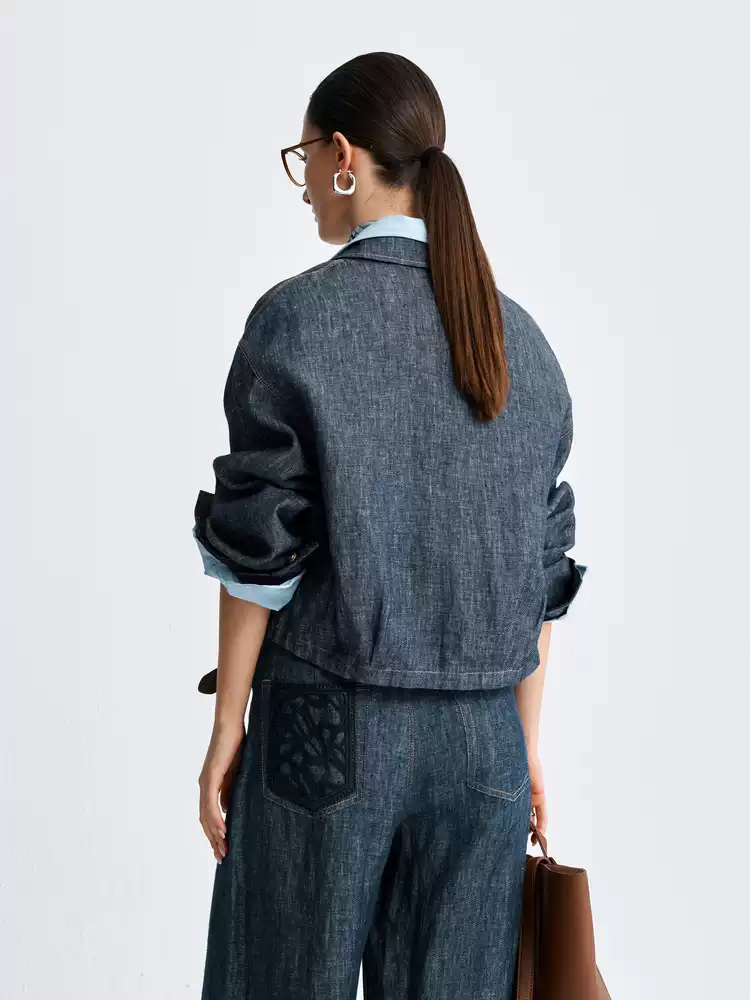 Women's Linen Drawstring Hem Shirt