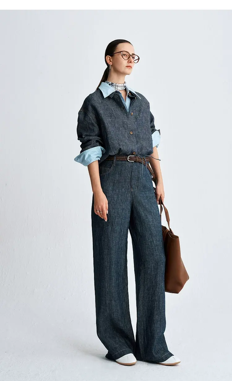 Women's Linen Drawstring Hem Shirt