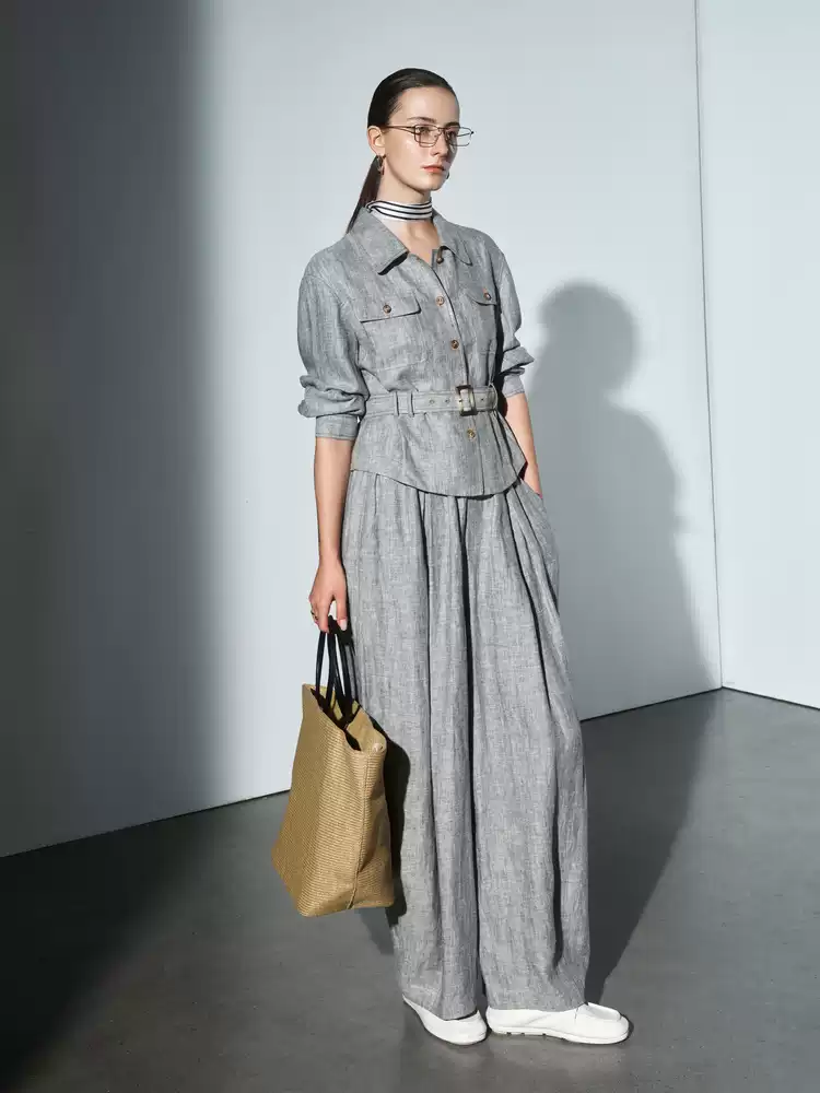 Women's Linen Elastic Waist Balloon Casual Trousers