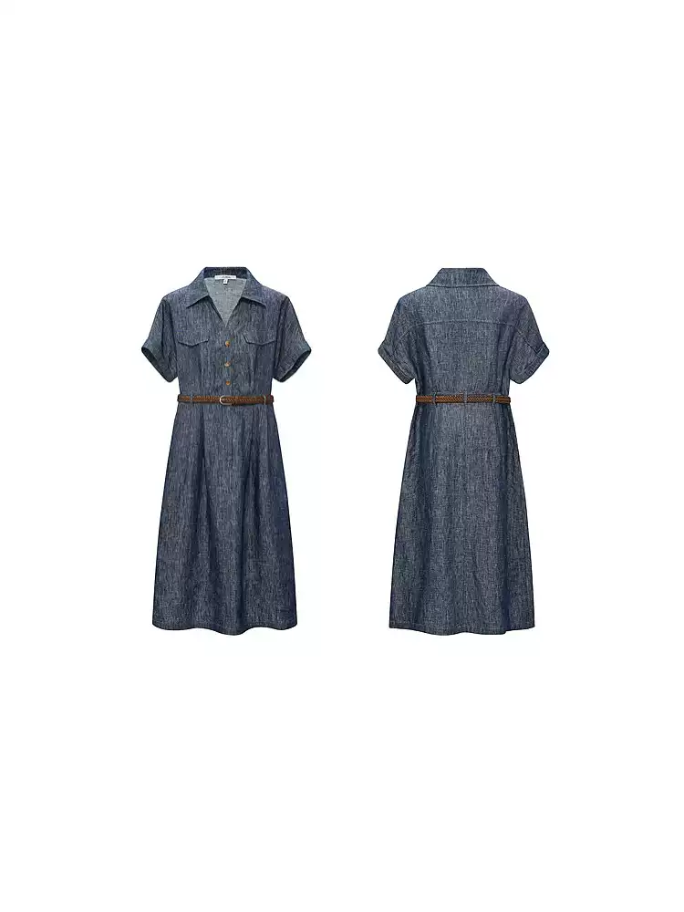 Women's Linen Shirt Midi Dress