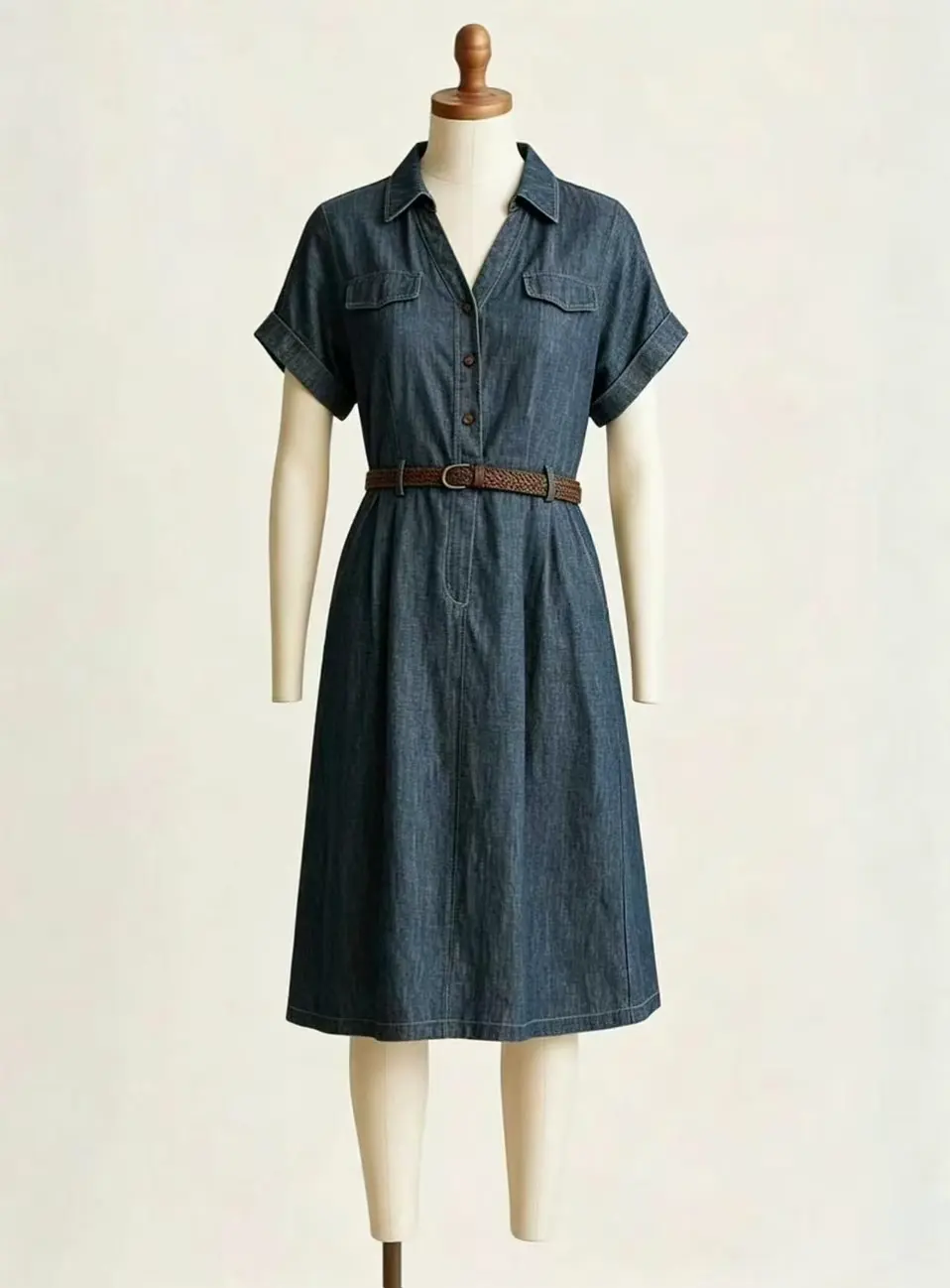 Women's Linen Shirt Midi Dress