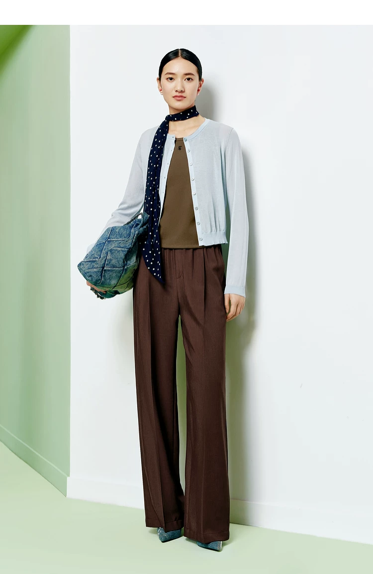 Women's Natural Waist Loose Wide Leg Trousers