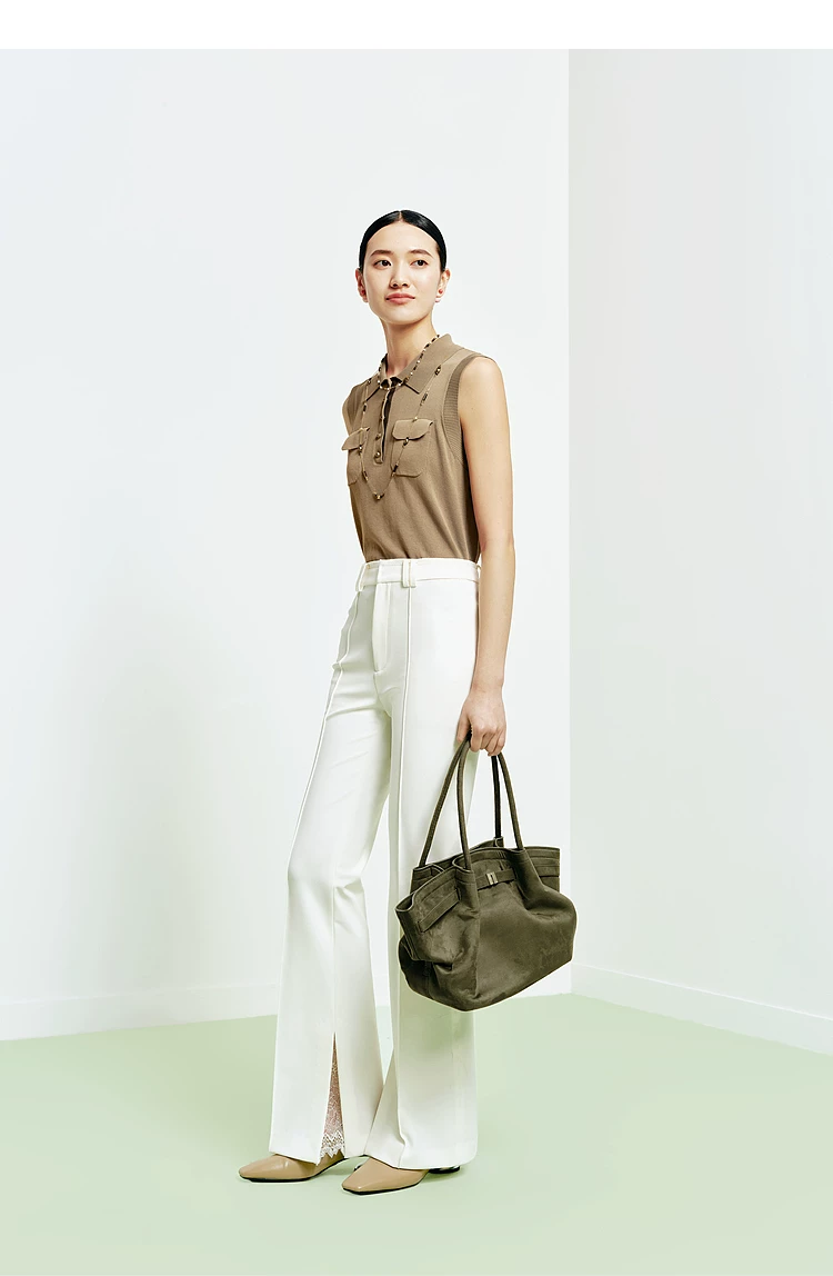 Women's Natural waist Polyester blend Flared Pants
