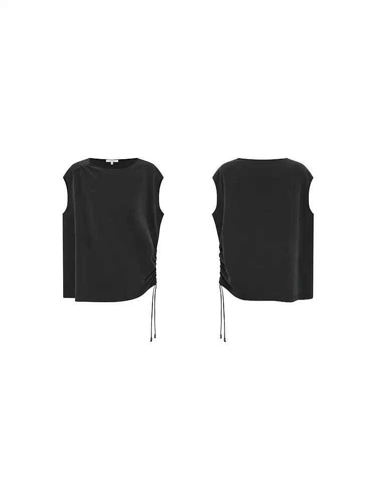 Women's One Side Drawstring Drop Shoulder Sleeveless Top