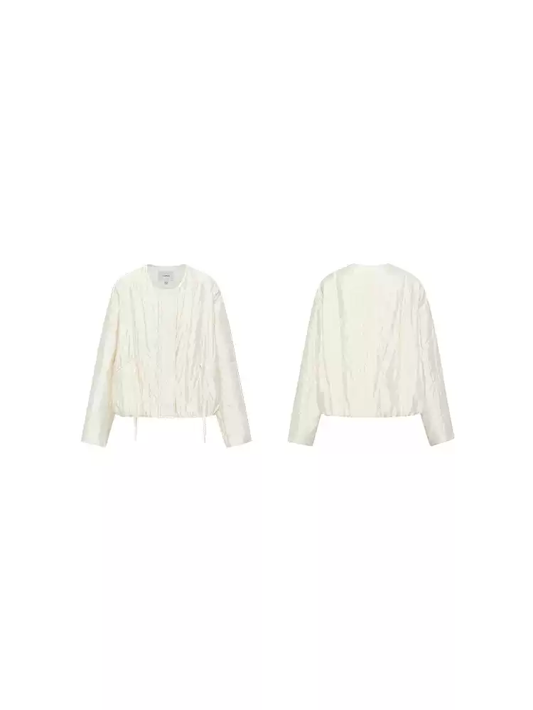 Women's Round Neck Loose Short Quilted Jacket