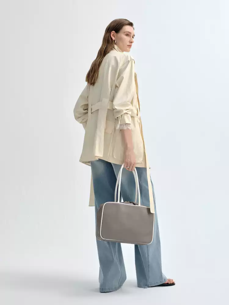 Women's Stand Collar Belted Short Trench Coat