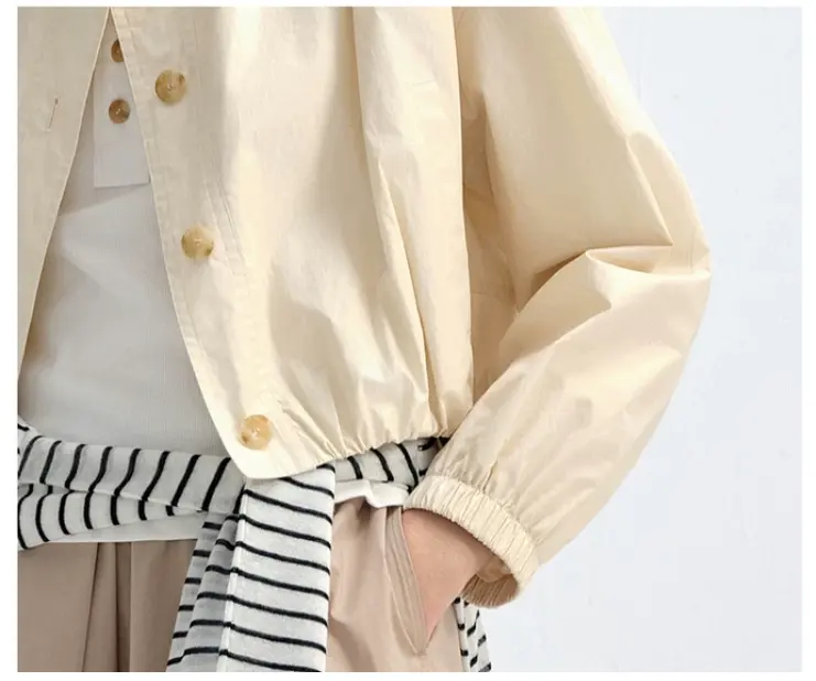 Women's Stand Collar Single Breasted Cropped Jacket