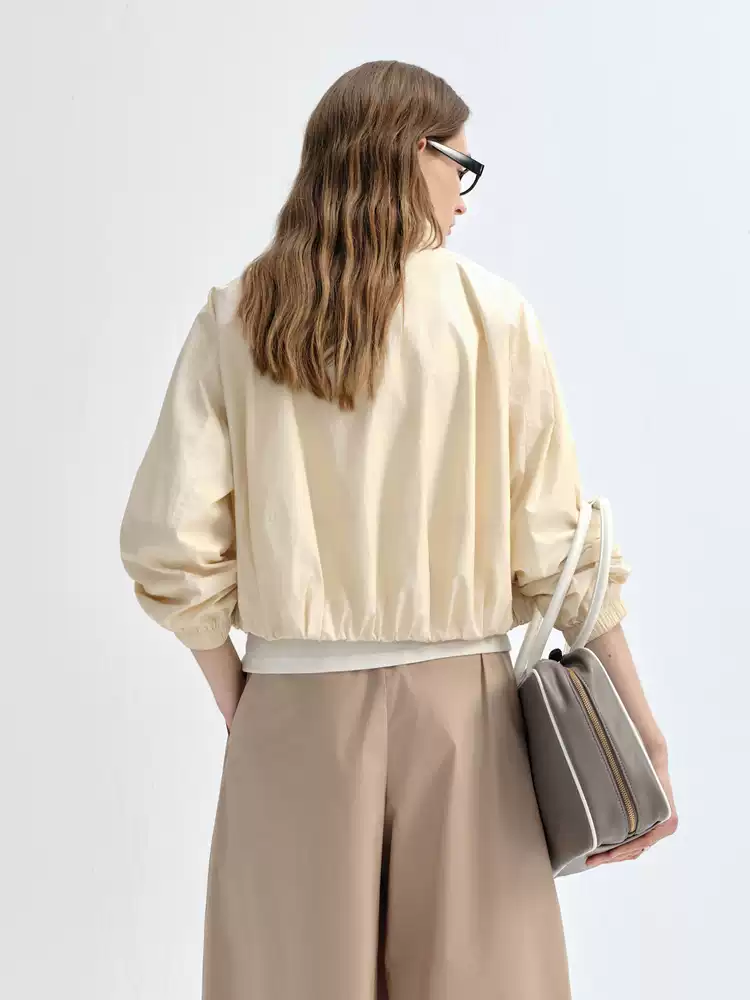 Women's Stand Collar Single Breasted Cropped Jacket