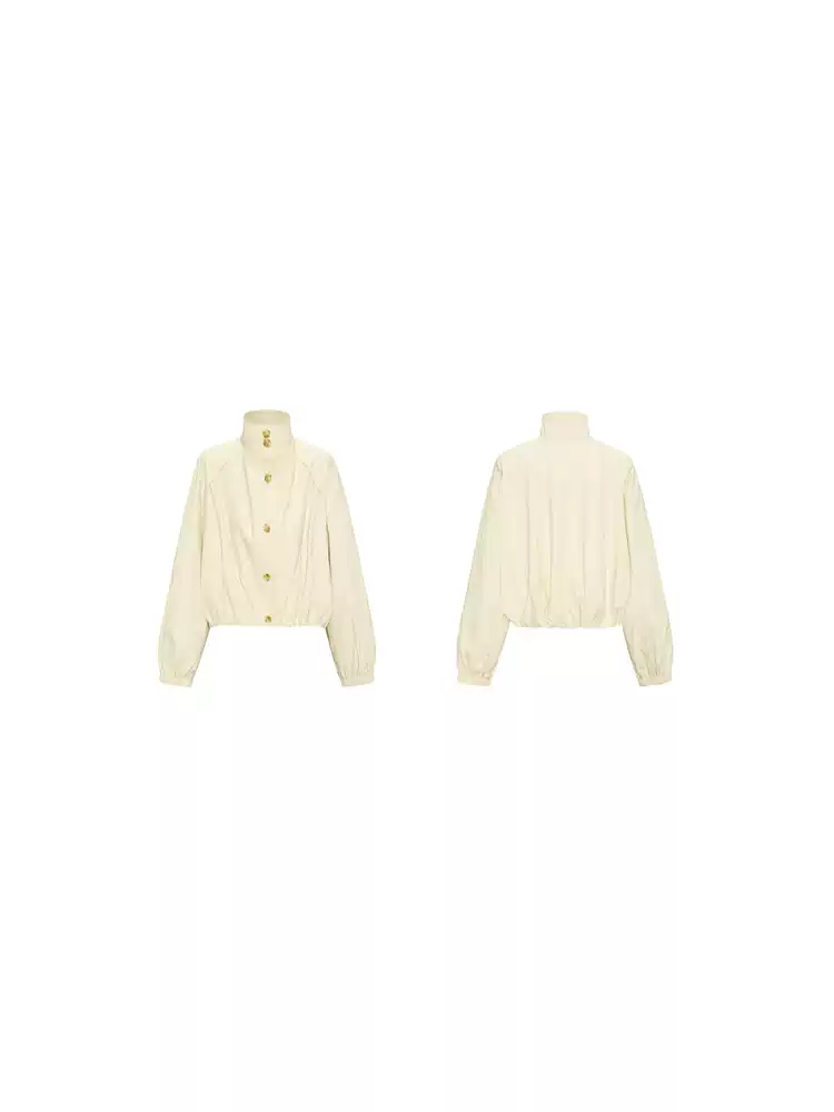 Women's Stand Collar Single Breasted Cropped Jacket