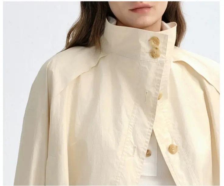 Women's Stand Collar Single Breasted Cropped Jacket