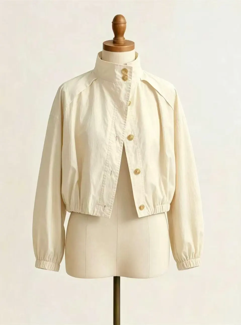 Women's Stand Collar Single Breasted Cropped Jacket
