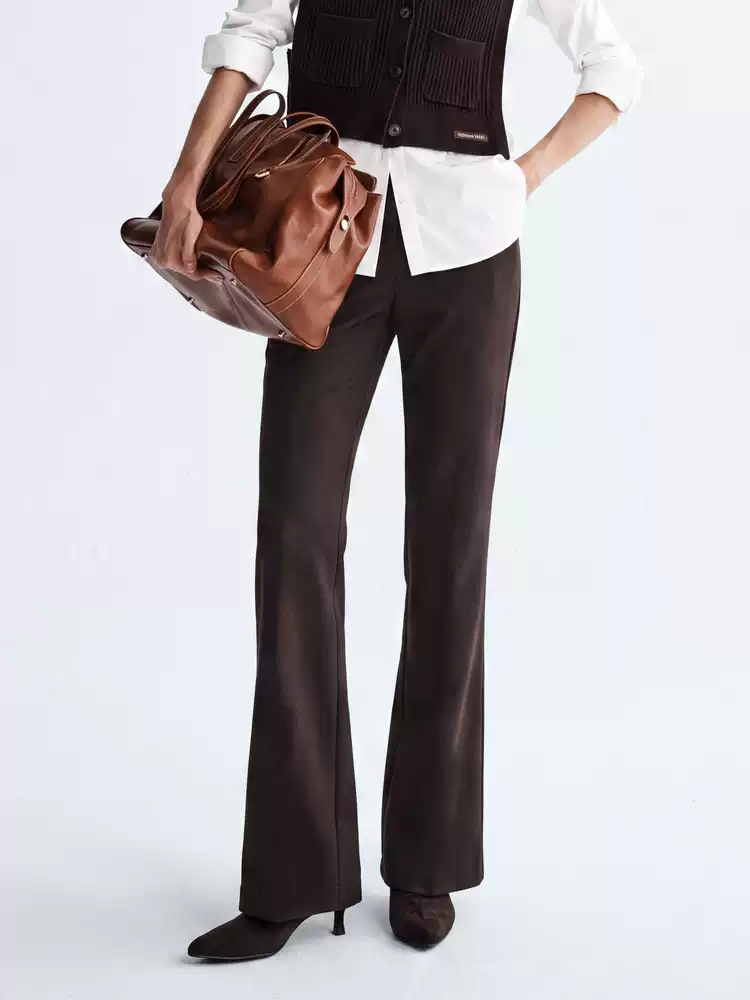 Women's Subtle Flare Casual Trousers With Forward Shifted Side Seams