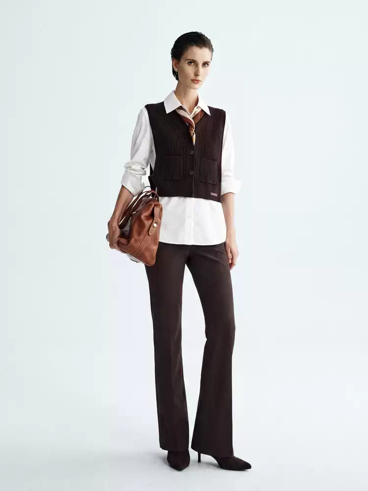 Women's Subtle Flare Casual Trousers With Forward Shifted Side Seams